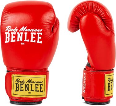 Боксерські рукавички BENLEE Fighter 12 унцій, шкіряні, червоно-чорні
