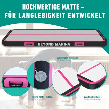 Надувна гімнастична матка BEYOND MARINA, Air Matte Track, 3m-6m, 10/20cm, для дому, фітнесу, йоги, м'ятно-зелена