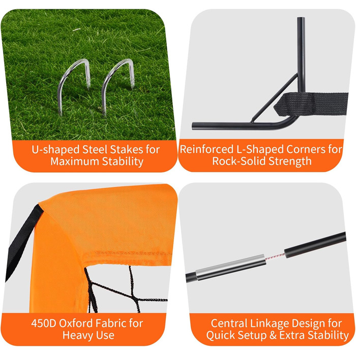 Дитячі футбольні ворота BELEEV для гри в саду та в приміщенні, 4x3/6x4 ft, з LED-підсвічуванням, портативні, складані, комплект з 2 шт., 120*90 см