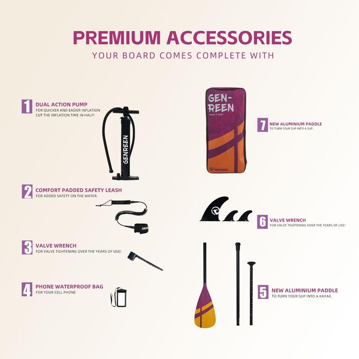 Надувне SUP-борд Monstera Violet 335x86 см для всіх рівнів підготовки з аксесуарами