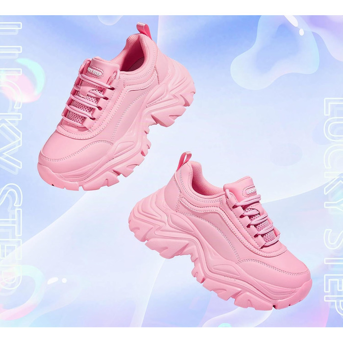 Кросівки жіночі LUCKY STEP Chunky на платформі, рожеві, 37 EU - зручні кеди на підборах