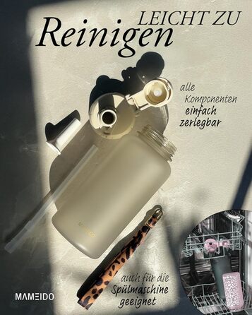 Вода пляшка MAMEIDO з соломкою та петлею для перенесення, 500 мл, Tritan, без BPA, для дітей (Ocean Bloom)