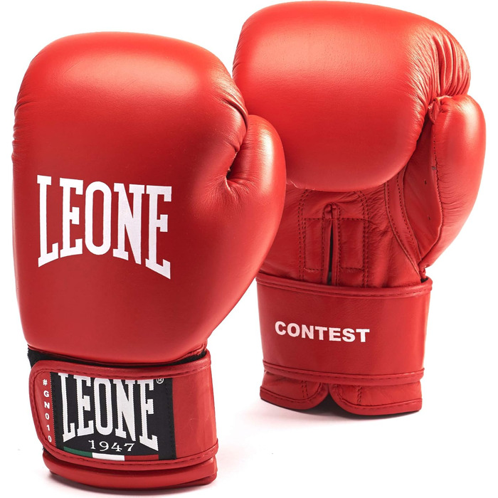 Боксерські рукавички LEONE 1947 GN010, унісекс, червоні, 10 OZ, для змагань