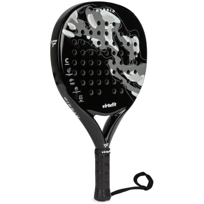 Плече ракетка VirtuFit для падел-тенісу: контроль, гібрид, для початківців та просунутих гравців, білий/срібний (Fusion Pro)