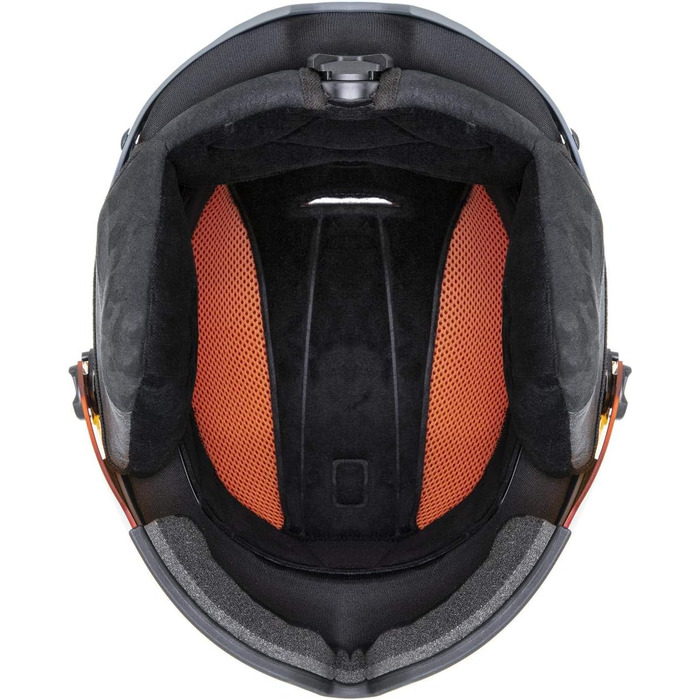 Гірськолижний шолом uvex HLMT 600 Visor для дорослих, темно-сірий з помаранчевим, матовий, розмір 59-61 см