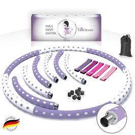 Hula Hoop для дорослих розбірний, з сталевим ядром, піна преміум-класу, для фітнесу, схуднення та масажу - фіолетово-білий