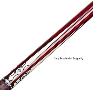 Професійний бильярдний кий Collapsar CH01 з м'яким кейсом, 147 см. Локшина з червоного акорну з кремовими наконечниками, чорне ірландське полотно, червоний грифель.