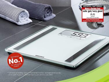 Цифрова вага Soehnle Shape Sense Control 200 для людей з великою LCD, автоматичне увімкнення/вимкнення, плоска вага