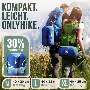 Спальний мішок ONLYHIKE® Outdoor [300GS] для кемпінгу, подорожей та активного відпочинку. Легкий (1700г), для весни, осені та зими (-5°C до 10°C). Розміри: L, XL. Кольори: зелений, синій.