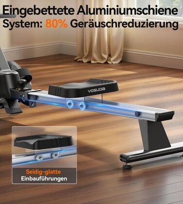 YOSUDA 03-Magnetic Pro Max: Гребний тренажер для дому, ультратихий, 16 рівнів опору, LCD-дисплей, до 160 кг, компактний, проста збірка