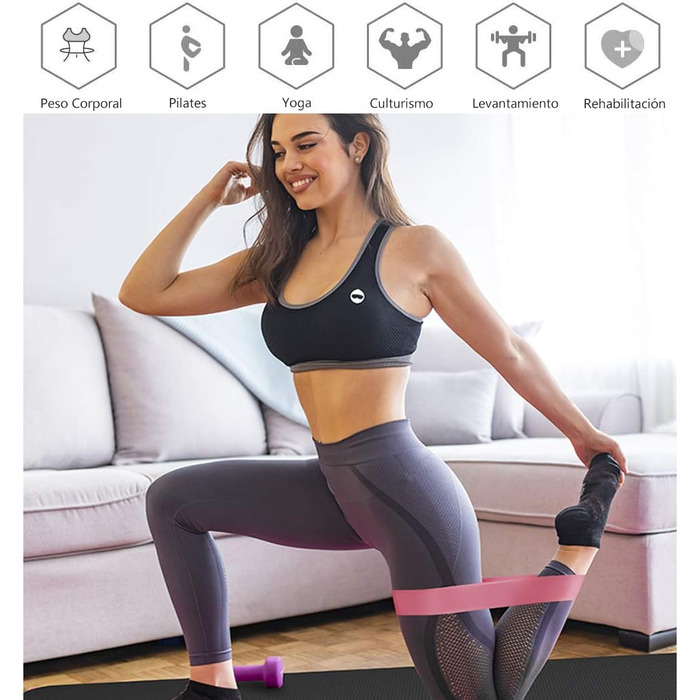 Еластичні гумові стрічки для фітнесу Gluteos (3 рівні) для сідниць, рук, йоги, пілатесу та кроссфіту. Розтяжка стегон.