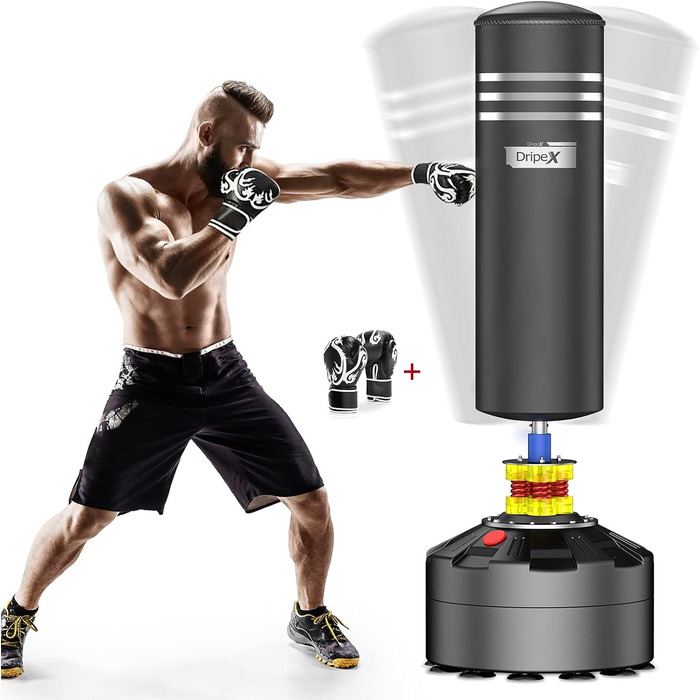 Стійка боксерська груша Dripex для дорослих, вільностояча, для MMA, тренувань, з потужною основою-присоскою