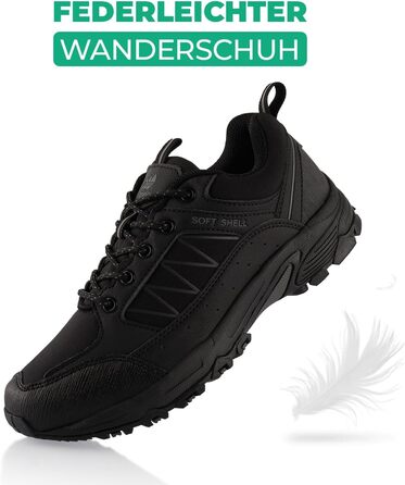 Трекінгові черевики Softshell для жінок та чоловіків. Черевики для хайкінгу та трейлраннінгу, 44 EU, чорний/сірий