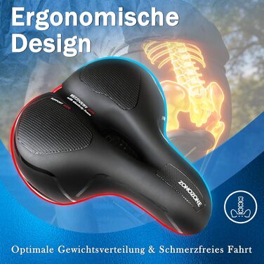 Велосідельний комфортний для чоловіків та жінок з піною Memory Foam - Ергономічне сідло для велосипеда Trekking, City, MTB, e-Bike. Дихаючий, амортизуючий, водонепроникний.