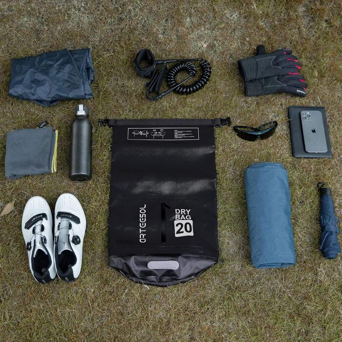 Водонепроникний мішок Dry Bag 10L: міцний packsack для плавання, каякінгу та водних видів спорту. Чорний