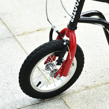 Дитячий самокат HOMCOM Scooter City Scooter від 5 років кікборд з 12 дюймовими пневматичними шинами в чорному кольорі 120x58x75-80 см для безпечної їзди
