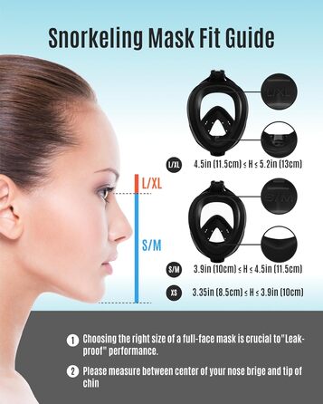 Маска для снорклінгу G2RISE Full Face XL чорна з тримачем для камери, безпечна від CO2