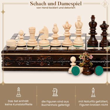 Набір для турнірного шахів №3 | Master Of Chess | Шахи з дерева, преміум-якість, 35 см | Класичний набір Staunton та шахове поле для дорослих та дітей (2 в 1, 35x35 см)