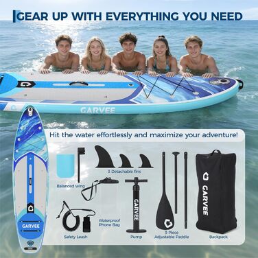 SUP дошка надувна Premium Kleinblau 335x86x15 см з комплектом аксесуарів та кріпленням для камери