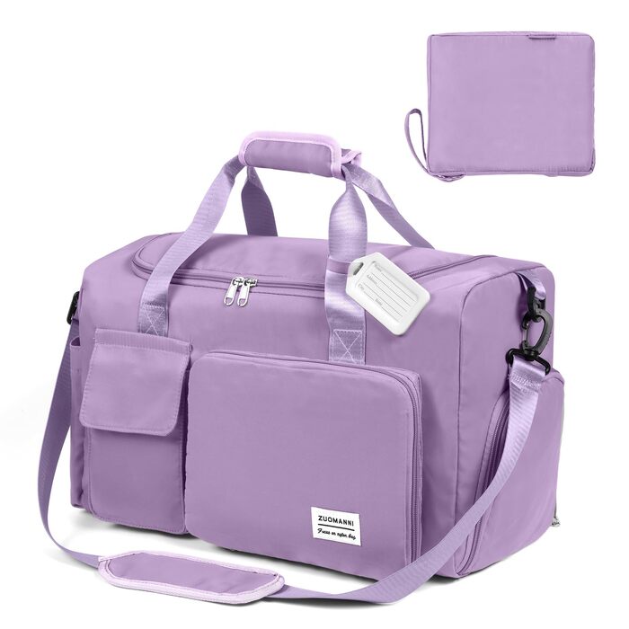 Складана дорожня сумка Flintronic 36L, велика водонепроникна сумка для подорожей, вікенду та спорту для чоловіків та жінок, сіра (з багажним ярликом)