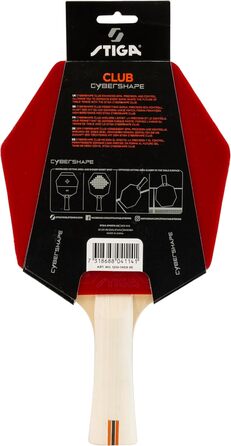 Стіга Клуб Сайбершейп - пінг-понгова ракетка для початківців, 5-шарове дерево, накладка Star Club, велика зона удару, найкраще технічне навчання з самого початку