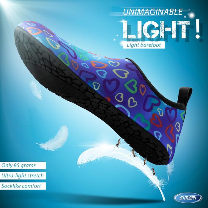 SIMARI Водні черевики для жінок та чоловіків, швидковисихаючі, босі черевики, аквашузи, спортивні, SWS001, чорний, 38/39 EU