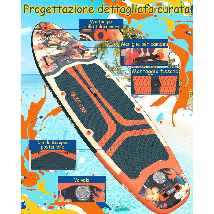 Надувний SUP-борд H2OSUP Stand Up Paddling Board - широка дошка для паділбордингу з преміум аксесуарами, стабільний надувний SUP для будь-якого рівня (зелений)