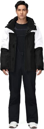 Комплект гірськолижний чоловічий: куртка та штани, сніговий костюм, водонепроникний, вітронепроникний, для сноуборду та гірських лиж, HOTIAN (XS, BaiH+BK)