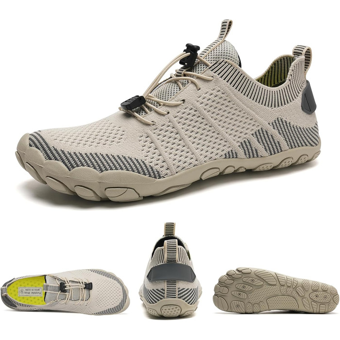 Взуття для бігу та пляжу IceUnicorn Zehenschuhe (37 EU, бежеве) - унісекс, широка модель для трейлраннінгу, аквашузи