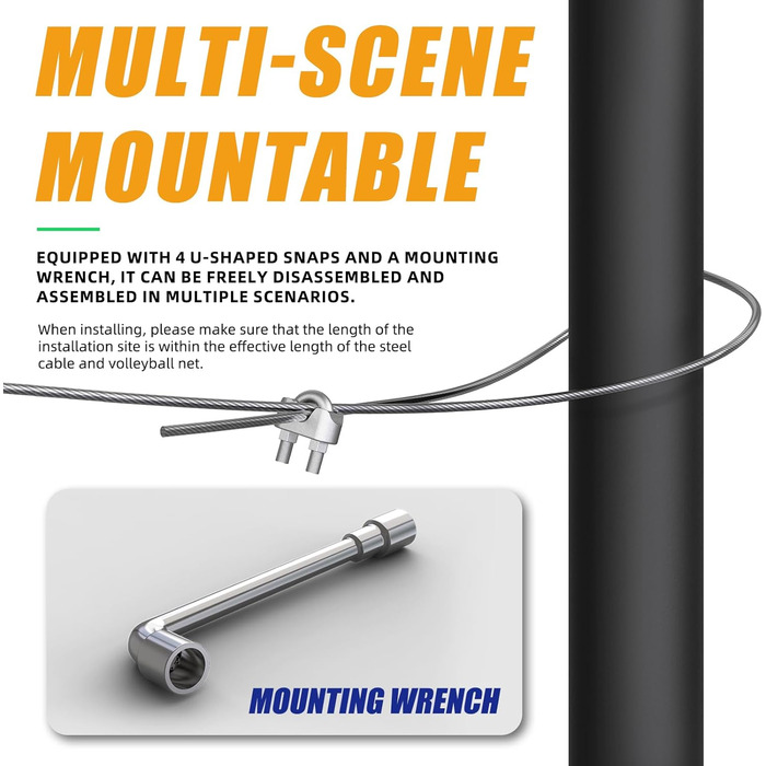 Професійний волейбольний комплект Weiss: сітка 32x3.3FT з двома сталевими тросами та бічними стійками для двору, школи, майданчика