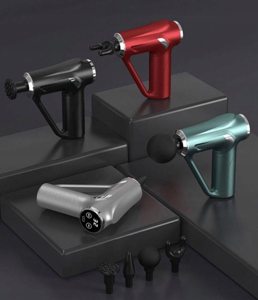 Перкусійний масажер для тіла, спини та ніг — Потужний масажний пістолет (Massage Gun) з 4 насадками