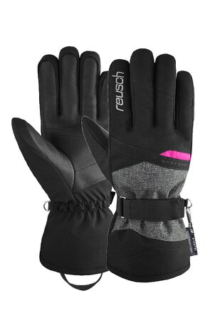 Жіночі гірськолижні рукавички Reusch Softshell, водонепроникні та теплі, чорно-сіро-рожеві, розмір 7