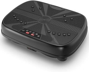 Вібраційна платформа для тренувань з магнітною терапією та Bluetooth | 99 рівнів швидкості, тренування всього тіла | Платформа з еластичними стрічками та пультом дистанційного керування для дому, чорна