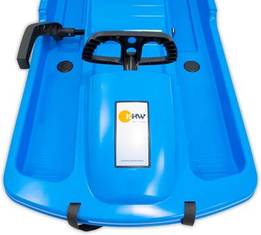 Дитячі санки KHW Snow Fox 95 см з кермом, тросом, морозостійкий пластик, TÜV, Німеччина, блакитні