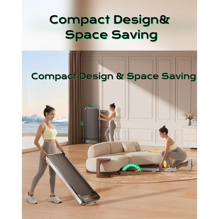 Біговий доріжка з нахилом для дому та офісу, 2.5 PS, портативна під стіл, вантажопідйомність 120 кг, з пультом ДУ, LED-дисплеєм (сріблястий)