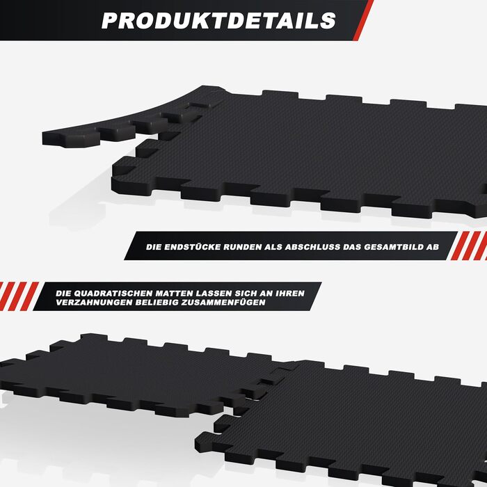 GORILLA SPORTS Захисний килимок для підлоги, набір 18 шт., 30x30 см, EVA, не ковзає, різні кольори – підлоговий фітнес-килимок, пазлова спортивна мат, підкладка під тренажери