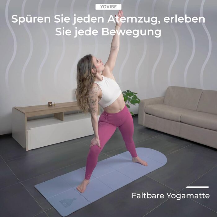 Килимок для йоги YoVibe® 183x60x0.6 см, блакитний - товстий, нековзкий TPE килимок з сумкою та рушником для фітнесу та пілатесу