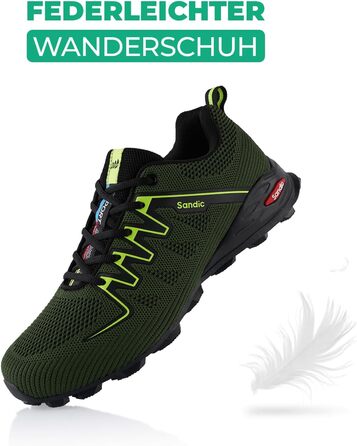 Трекінгові черевики для жінок та чоловіків, дихаючі, для трекінгу та трейлраннінгу (46 EU, темно-зелений)