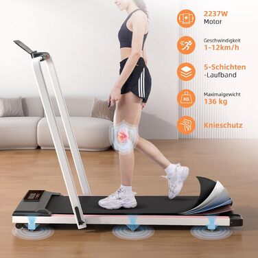 Lacuffy Біговий тренажер для дому, складаний, Walking Pad з нахилом 6%, велика площа для бігу 112 * 42 см, вантажопідйомність 158 кг, для високих людей