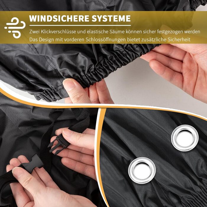 Чохол для велосипеда BEEWAY 200 x 110 x 70 см – Водонепроникний та вітростійкий, захист від сонця, для велосипедів до 29 дюймів, XXL, чорний/срібний