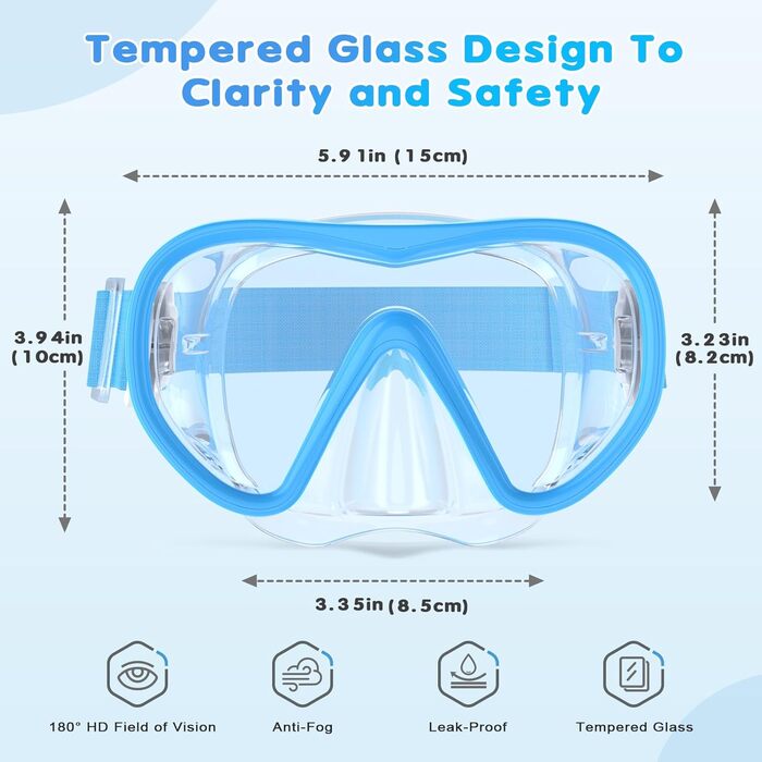 Дитяча маска для плавання Taucherbrille Kinder (A2-Blue) 4-6 років: панорамна, антифог, антипротікання