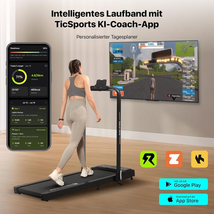 Беговая дорожка Mobvoi Home с искусственным интеллектом 3-в-1 для дома и офиса. Складний біговий тренажер з LED-дисплеєм, швидкістю 12 км/год, навантаженням до 120 кг та кутом нахилу 6% (TicSports, Zwift, Kinomap)