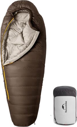 Спальний мішок Naturehike Snowbird Entendaunen, 1000G, темно-коричневий, для дорослих, унісекс