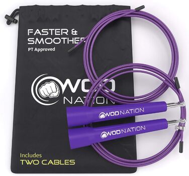 Стрибкове канат WOD Nation Speed Jump Rope – Blitzschnelle – для боксу, MMA, витривалості (фіолетовий)