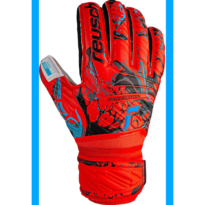 Воротарські рукавички Reusch Attrakt Finger Support для дорослих, червоно-сині, розмір 10, з хорошим зчепленням та зовнішнім швом