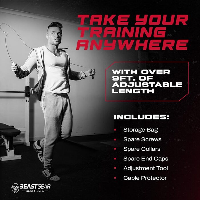 Стрибкове канат Beast Gear: сталевий, легкий, регульований, для MMA, HIIT, чорний