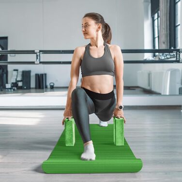 Набір для йоги BalanceFrom GoYoga 7 в 1: килимок 1/2'' з ременем, 2 блоки, рушник для килимка, рушник для рук, ремінь, наколінник, зелений