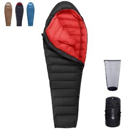 Спальний мішок зимовий з гусячого пуху 650 fill power, сертифікований RDS. Температурний режим від 8°C до -30°C. Ідеально для кемпінгу та альпінізму. Чорний.