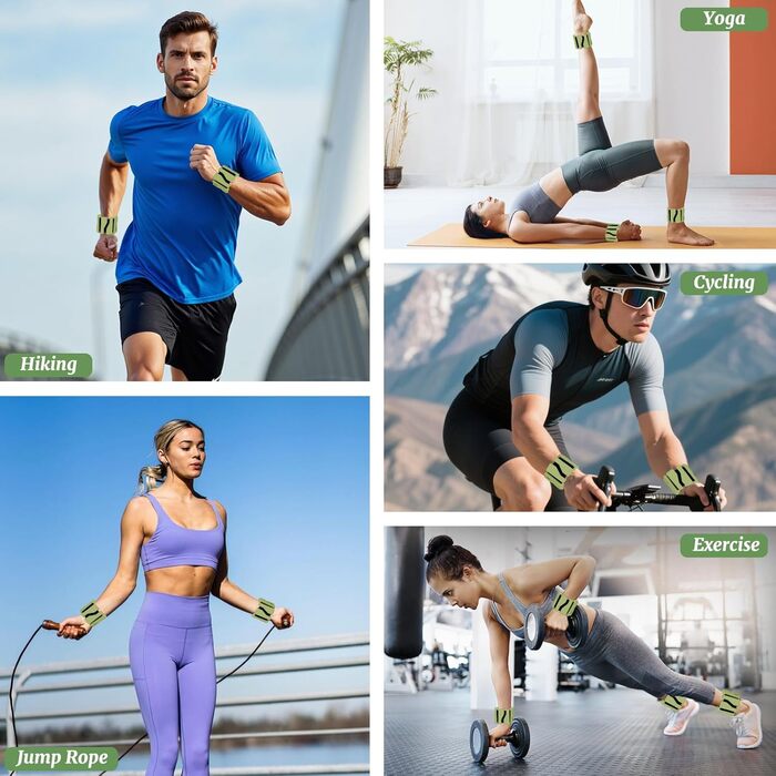 Набір манжет для збільшення ваги 2 шт. (0,46 кг кожна), регульовані ваги для зап'ястя, фітнес-браслети з вагою, ваги для ніг для танців, балету, пілатесу, кардіо, аеробіки, ходьби, зелені