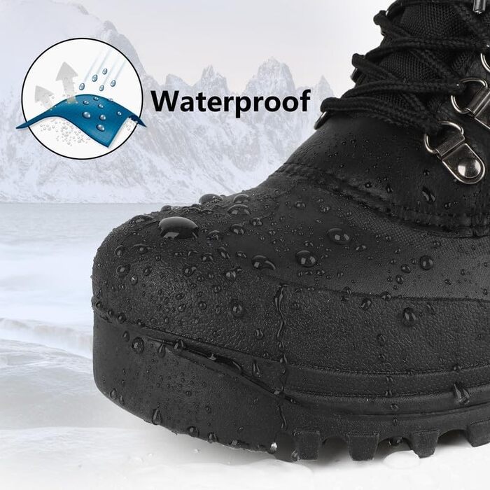 Водонепроникні зимові черевики Riemot для жінок та чоловіків: теплі, з підкладкою, антиковзаючі, для походів, трекінгу, роботи та катання на лижах. Розміри EU36-47, чорний колір.